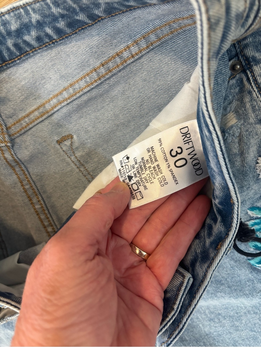 Driftwood Free People Floral Jeans Size 30 - Picture 3 of 6